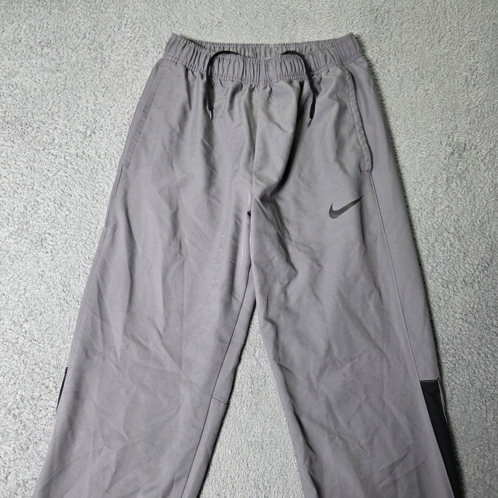 Nike Mens S Dri-FIT Training Pants Gray Black Athletic Straight Leg Pockets